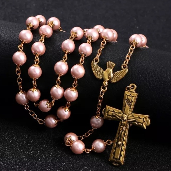 Gold and Pink Excellent Quality Not Lightweight Catholic Religious Rosary - Picture 1 of 6